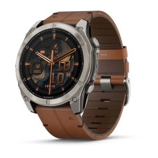 Умные часы Garmin Fenix 8, 51 мм, AMOLED, Sapphire bare Titanium, black with chestnut leather band plus graphite silicone band