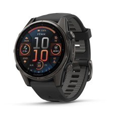 Умные часы Garmin Fenix 8, 43 мм, AMOLED, Sapphire Carbon Gray DLC Titanium with black/pebble gray silicone band