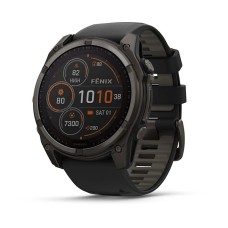 Умные часы Garmin Fenix 8, 51 мм, Solar, Sapphire Carbon Gray DLC Titanium with Black/Pebble Gray Silicone