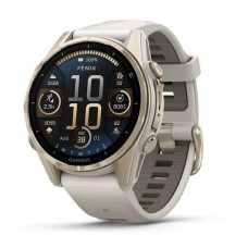 Умные часы Garmin Fenix 8, 43 мм, AMOLED, Sapphire Soft Gold with fog Gray/Dark sandstone silicone band