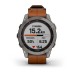 Умные часы Garmin Fenix 7 Sapphire Solar титановый серый с коричневым кожаным ремешком