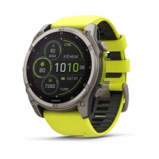 Умные часы Garmin Fenix 8, 51 мм, Solar, Sapphire Titanium with AMP yellow/graphite silicone band