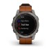 Умные часы Garmin Fenix 7 Sapphire Solar титановый серый с коричневым кожаным ремешком