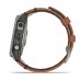 Умные часы Garmin Fenix 7 Sapphire Solar титановый серый с коричневым кожаным ремешком