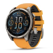 Умные часы Garmin Fenix 8, 47 мм, AMOLED, Sapphire Titanium with spark orange/graphite silicone band
