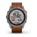 Умные часы Garmin Fenix 7X Sapphire Solar титановый черный с коричневым кожаным ремешком