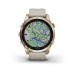 Умные часы Garmin Fenix 7S Sapphire Solar титановый кремово-золотой с светло-песочным силиконовым ремешком