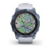 Умные часы Garmin Fenix 7X Sapphire Solar титановый синий минерал DLC с белым ремешком