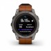 Умные часы Garmin Fenix 7 Pro Sapphire Solar титановый серый с коричневым кожаным ремешком