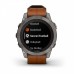 Умные часы Garmin Fenix 7 Pro Sapphire Solar титановый серый с коричневым кожаным ремешком
